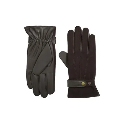 Men's Smartouch Flannel And Leather Gloves