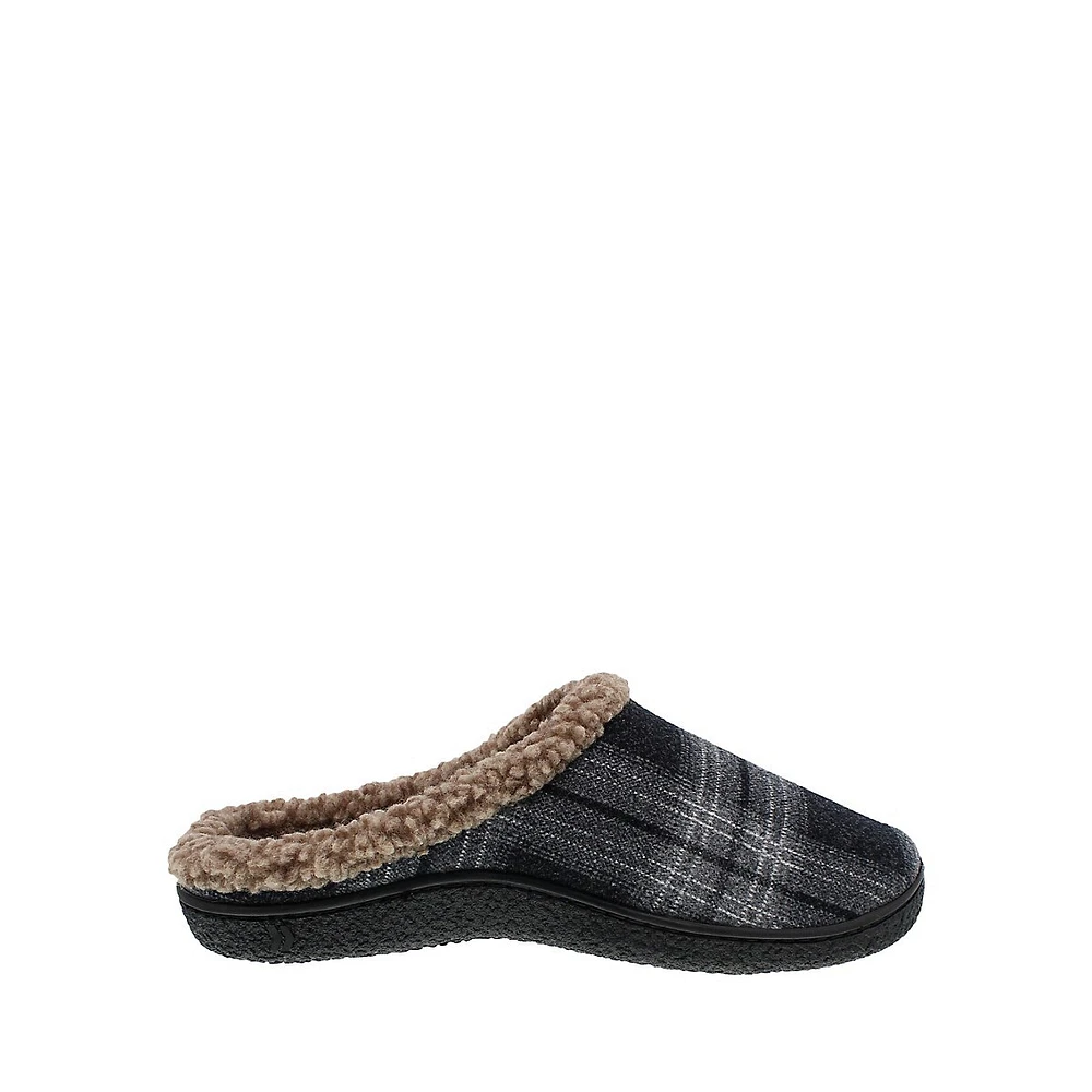 Men's Plaid Knit Hoodback Slippers