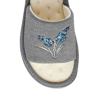 Women's Embroidered Open-Toe Slide Slippers