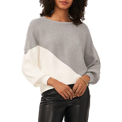 Dolman-Sleeve Asymmetrical Colourblock Sweater