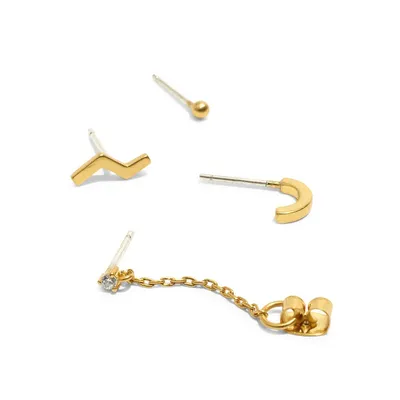 4-Piece Goldplated Solo Earrings Set