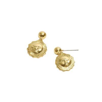 Goldplated Sterling Silver & Cubic Zirconia Sundial Earrings