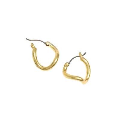 Goldplated & Cubic Zirconia Twist Hoop Earrings