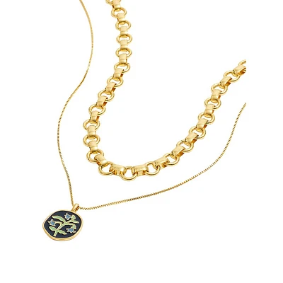 Goldplated Stem Scatter Necklace 16"