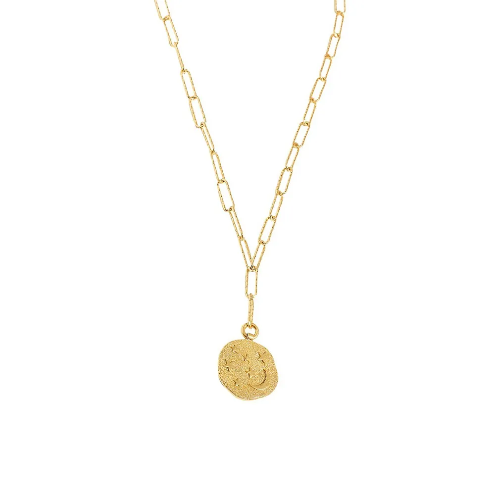 Goldplated Shimmer Disc Pendant Necklace 17"