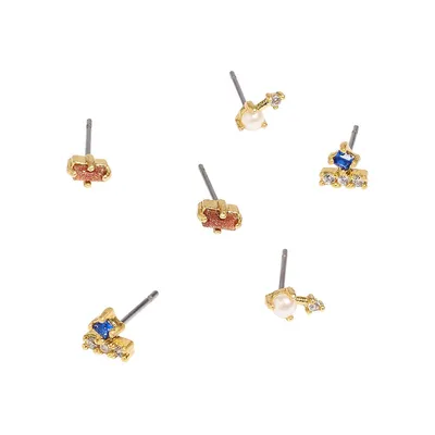 Twinklelight 3-Pair Goldplated Stud Earrings Set