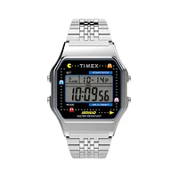 Timex T80 x Pac-Man Unisex Stainless Steel Bracelet Watch