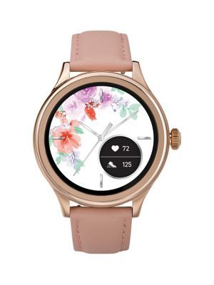 Pro AMOLED Rose Goldtone & Leather-Strap Smart Watch