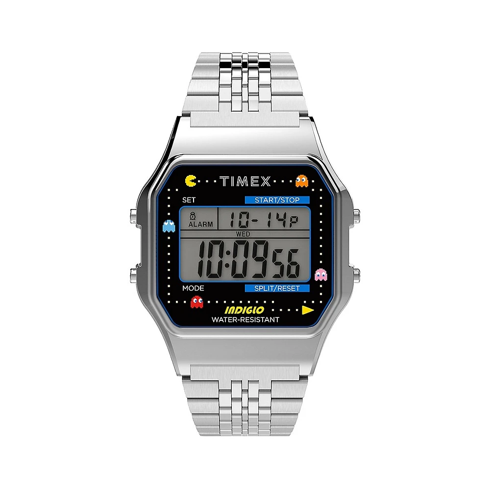 Timex T80 x Pac-Man Unisex Stainless Steel Bracelet Watch