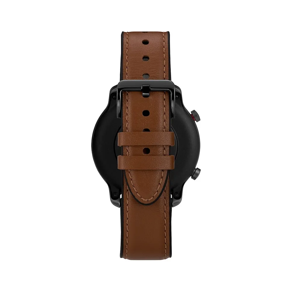 Metropolitan R AMOLED Leather & Silicone-Strap Smartwatch