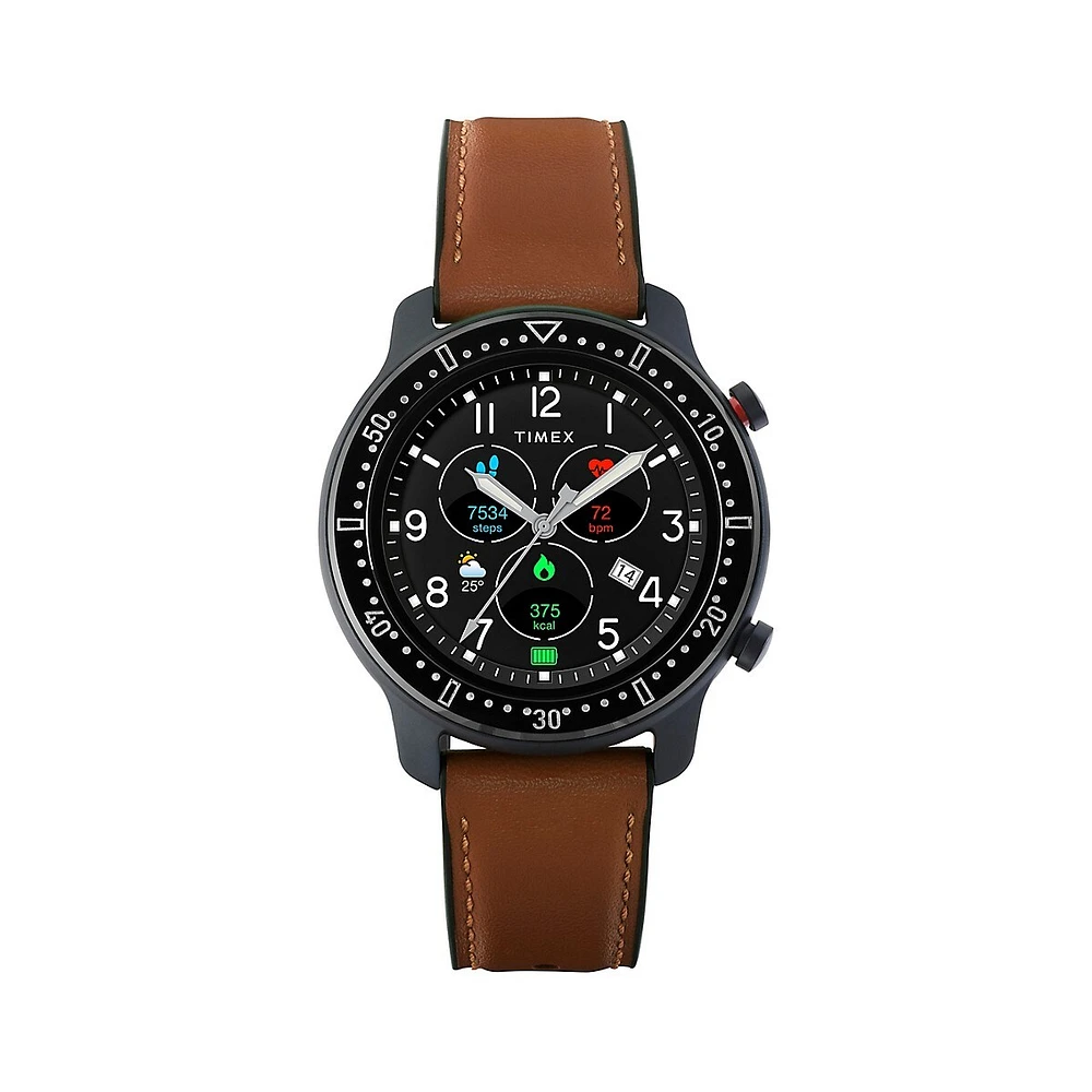 Metropolitan R AMOLED Leather & Silicone-Strap Smartwatch