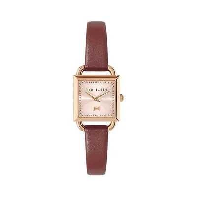 Taliah Bow Rose Goldtone Stainless Steel & Leather-Strap Watch BKPTAS1079I