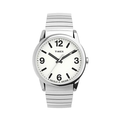 Montre-bracelet audacieuse en acier inoxydable à cadran blanc avec bracelet manchette extensible en acier inoxydable Easy Reader TW2U98800NG