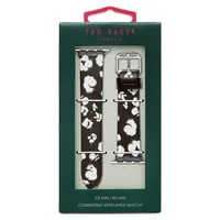 Bracelet en cuir à imprimé floral noir et blanc Ted Seasonal Patterns pour Apple Watch BKS38F101B0