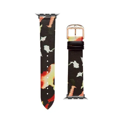 Bracelet en cuir à imprimé floral multicolore pour Apple Watch BKS38F102B0