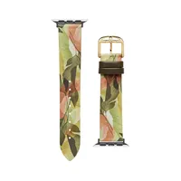 Green & Nude Floral-Print Leather Strap For Apple Watch 20MM