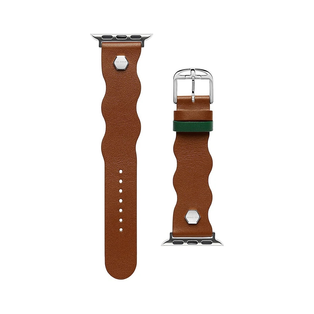 Tan Wavy Leather Strap For Apple Watch - 20MM