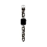Bracelet en cuir à imprimé floral noir et blanc Ted Seasonal Patterns pour Apple Watch BKS42F101B0