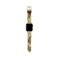 Green & Nude Floral-Print Leather Strap For Apple Watch 22MM