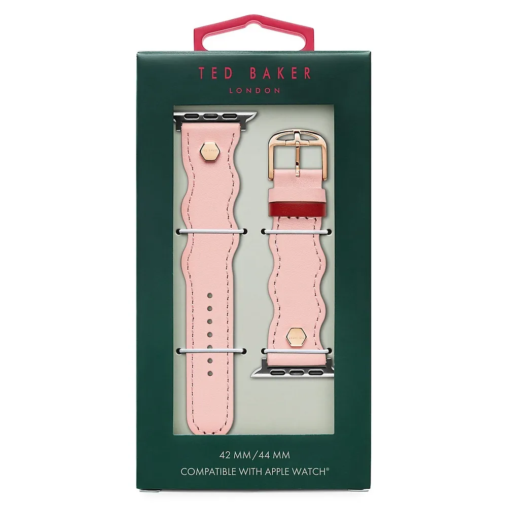 Bracelet en cuir ondulé rose pour Apple Watch, 22 mm