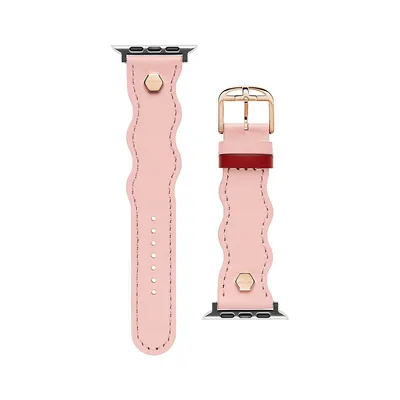 Pink Wavy Leather Strap For Apple Watch - 22MM