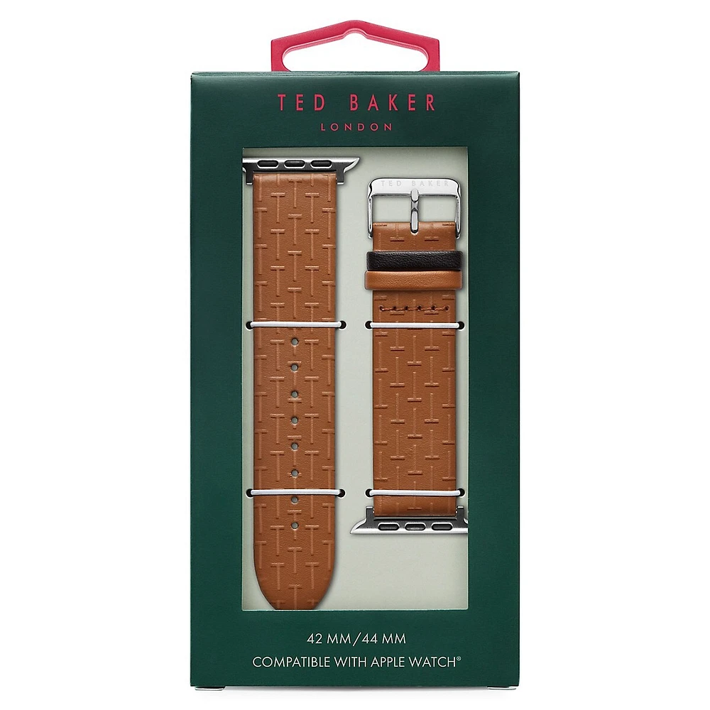 T Embossed Tan Leather Strap