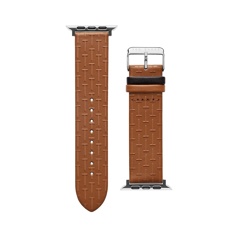 T Embossed Tan Leather Strap