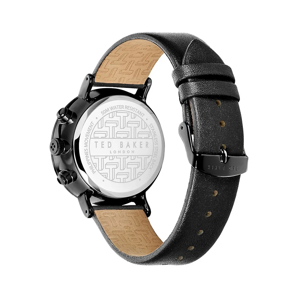 Barnett Backlight Ion-Plated Stainless Steel & Leather Strap Watch​ BKPBAS2019I