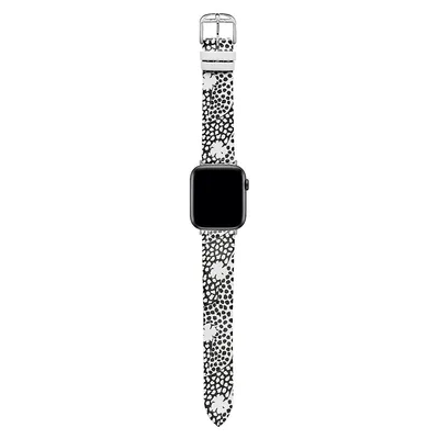 Black & White Leather Strap For Apple Watch 20 MM BKS38S202B0