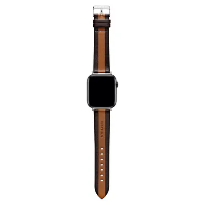 Ted Logo Brown & Tan Leather Apple Watch Strap - 22MM BKS42S217B0