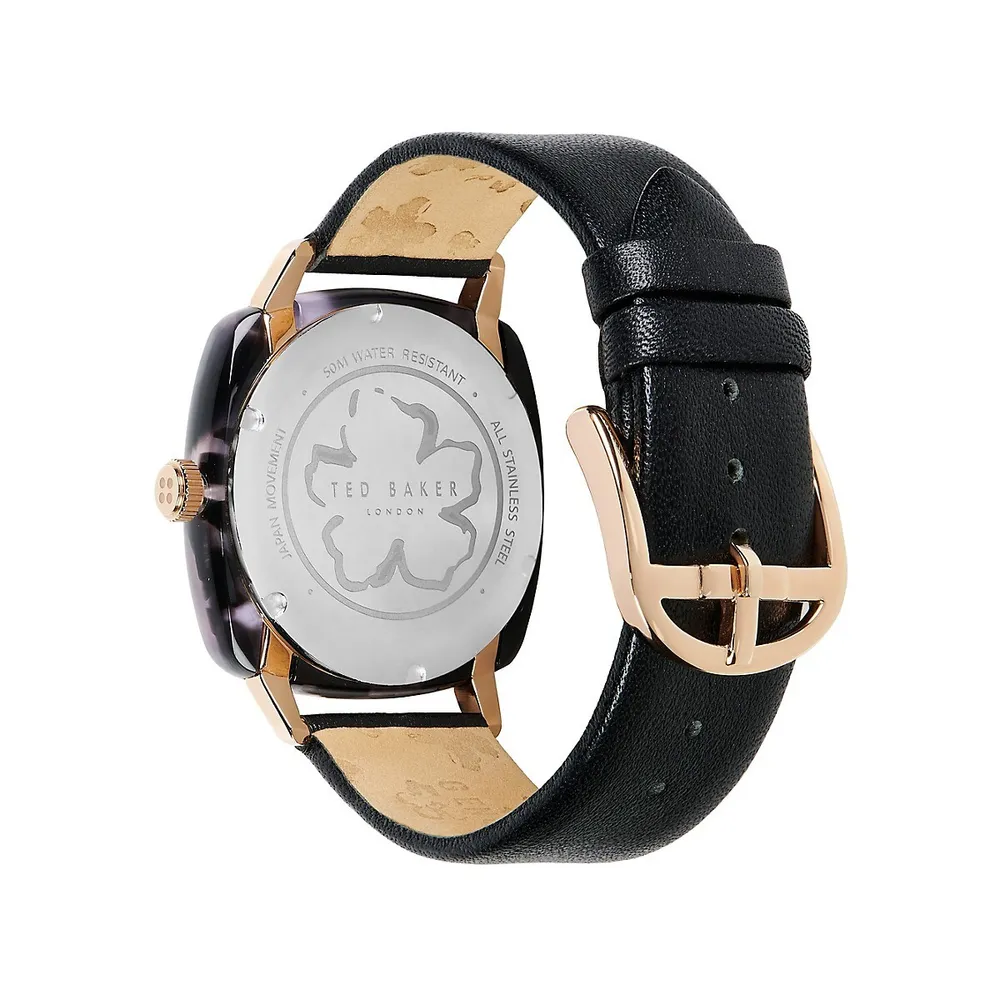 Elsiee Acetate Black Leather Strap Watch ​BKPELS2019I