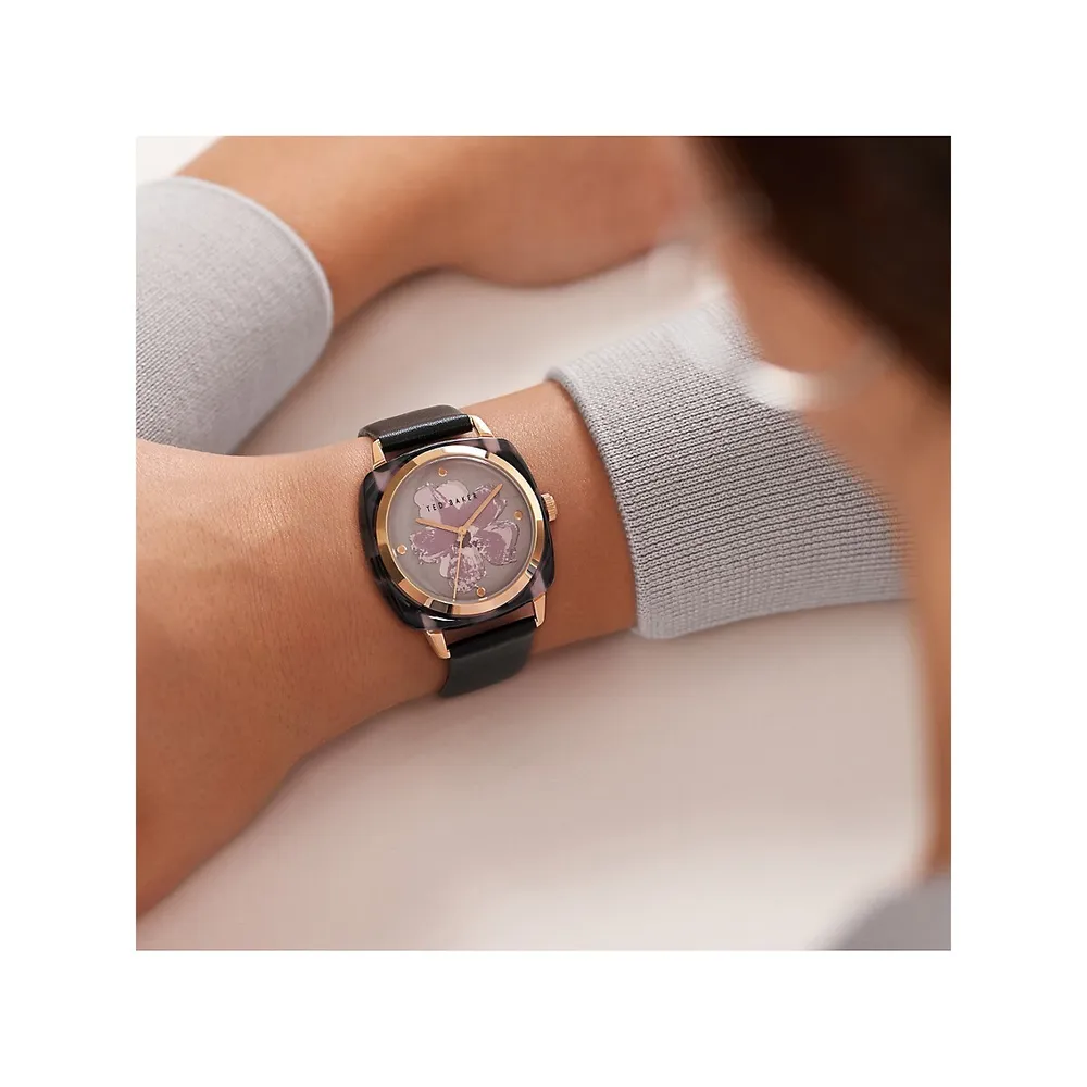 Elsiee Acetate Black Leather Strap Watch ​BKPELS2019I