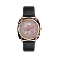 Elsiee Acetate Black Leather Strap Watch ​BKPELS2019I