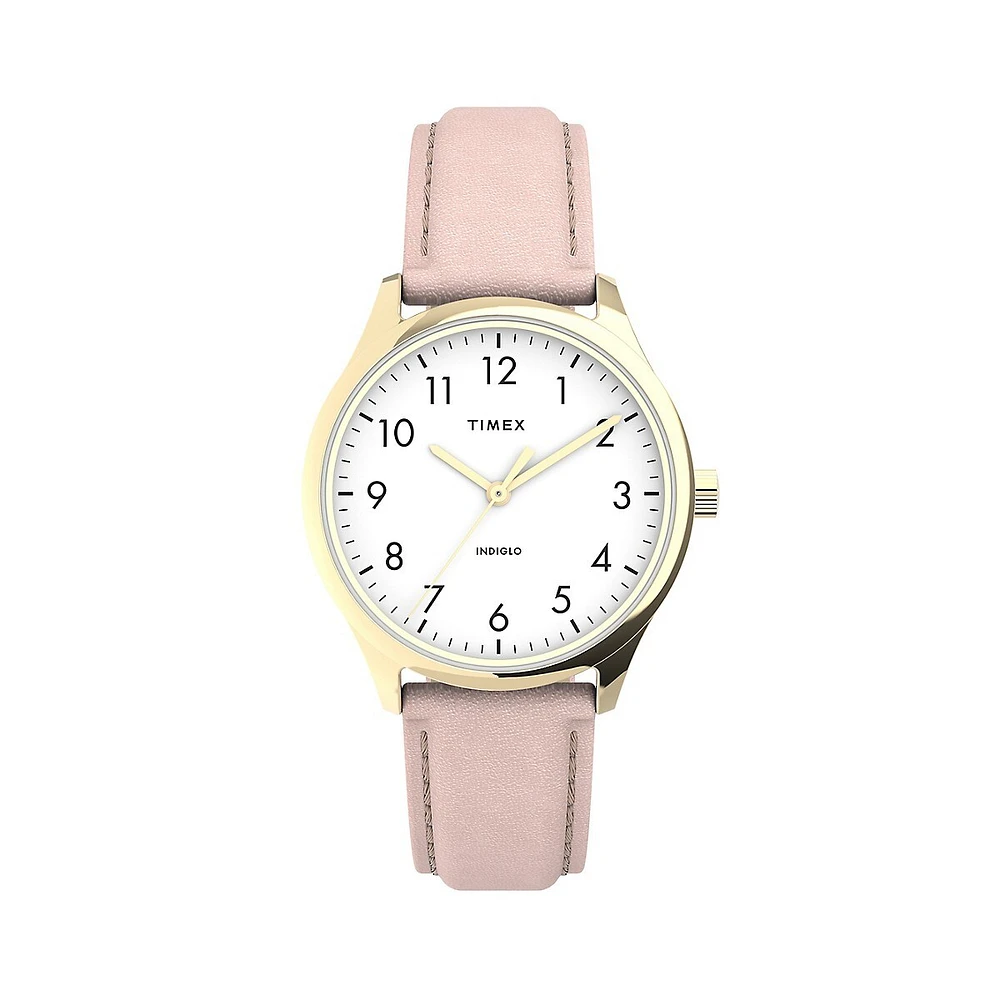 Easy Reader® 38mm One-Time Adjustable Leather Strap Watch