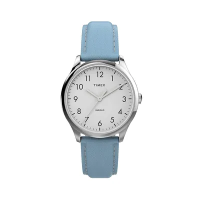 Easy Reader Silvertone & Leather Strap Watch TW2V25300NG