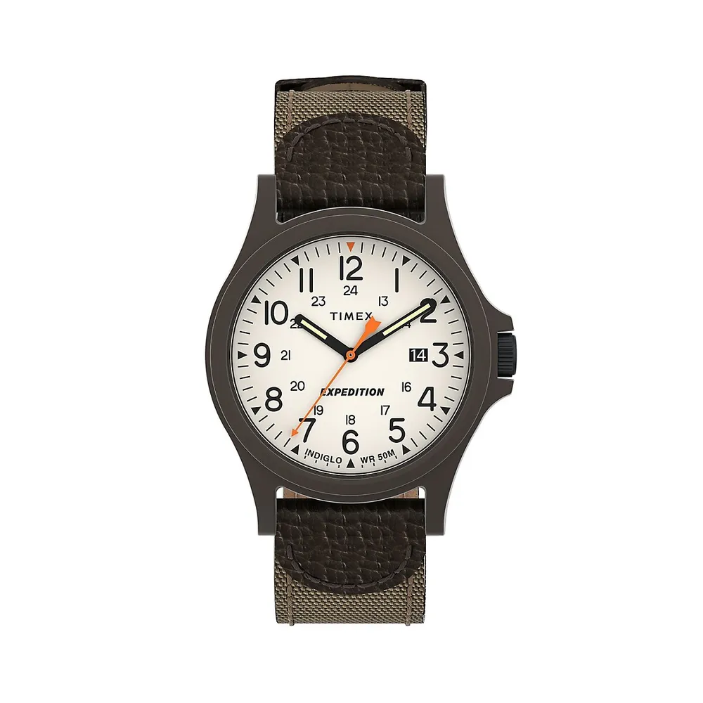 Expedition Acadia Brown Fabric & Leather Strap Watch TW4B23700NG