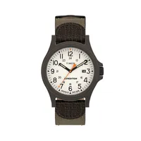 Expedition Acadia Brown Fabric & Leather Strap Watch TW4B23700NG