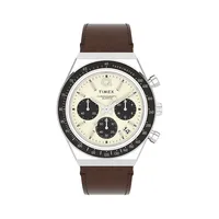 Q Diver Stainless Steel & Leather Strap Chronograph Watch TW2V42800V3