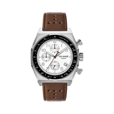 Filey Stainless Steel & Brown Leather Strap Chronograph Watch ​BKPFIF2029I