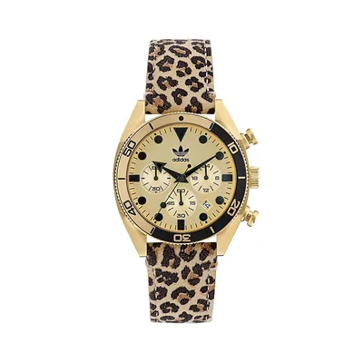 Edition 2 Chrono Icon Goldtone Stainless Steel & Animal-Print Leather Strap Watch APFH225112I