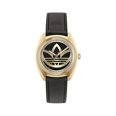 Edition 1 Goldtone Stainless Steel & Leather Strap Watch AOFH225122I