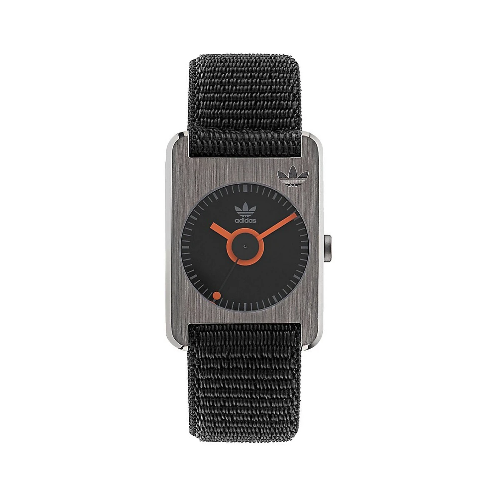 Retro Pop 1 Gunmetal-Tone Stainless Steel & Nylon Fastwrap Strap Watch AOST225352I