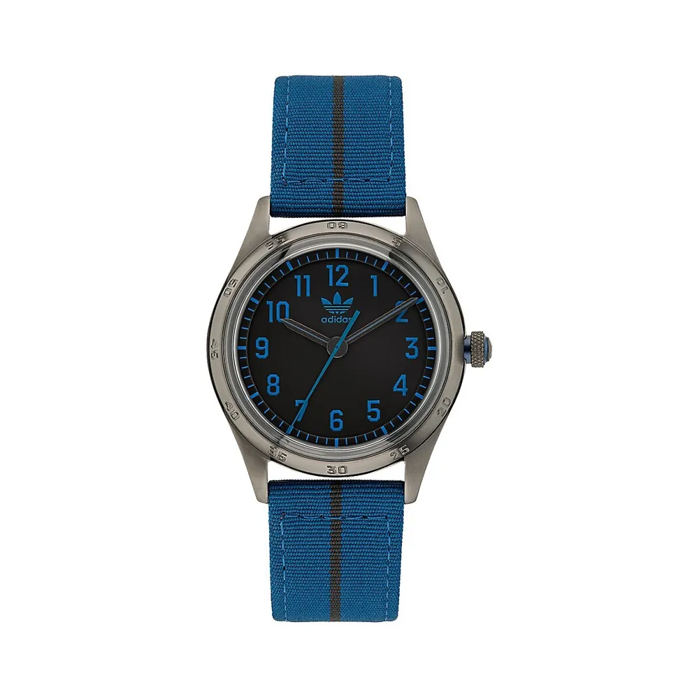 Code Four Stainless Steel Black Dial & Blue Eco Nylon Strap Watch AOSY225212I