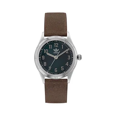 Code 4 Stainless Steel & Leather Strap Watch AOSY225272I