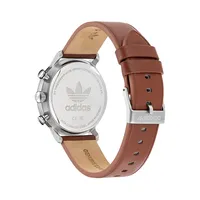 Code 1 Chrono Style Brown Eco Leather Strap Watch​ AOSY225312I