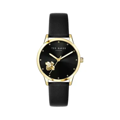 Fitzrovia Bumble Bee Black Leather Strap Watch BKPFZF2059I