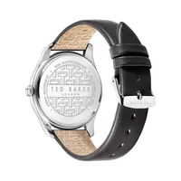 Leytonn Stainless Steel & Leather Strap Watch BKPLTF2049I