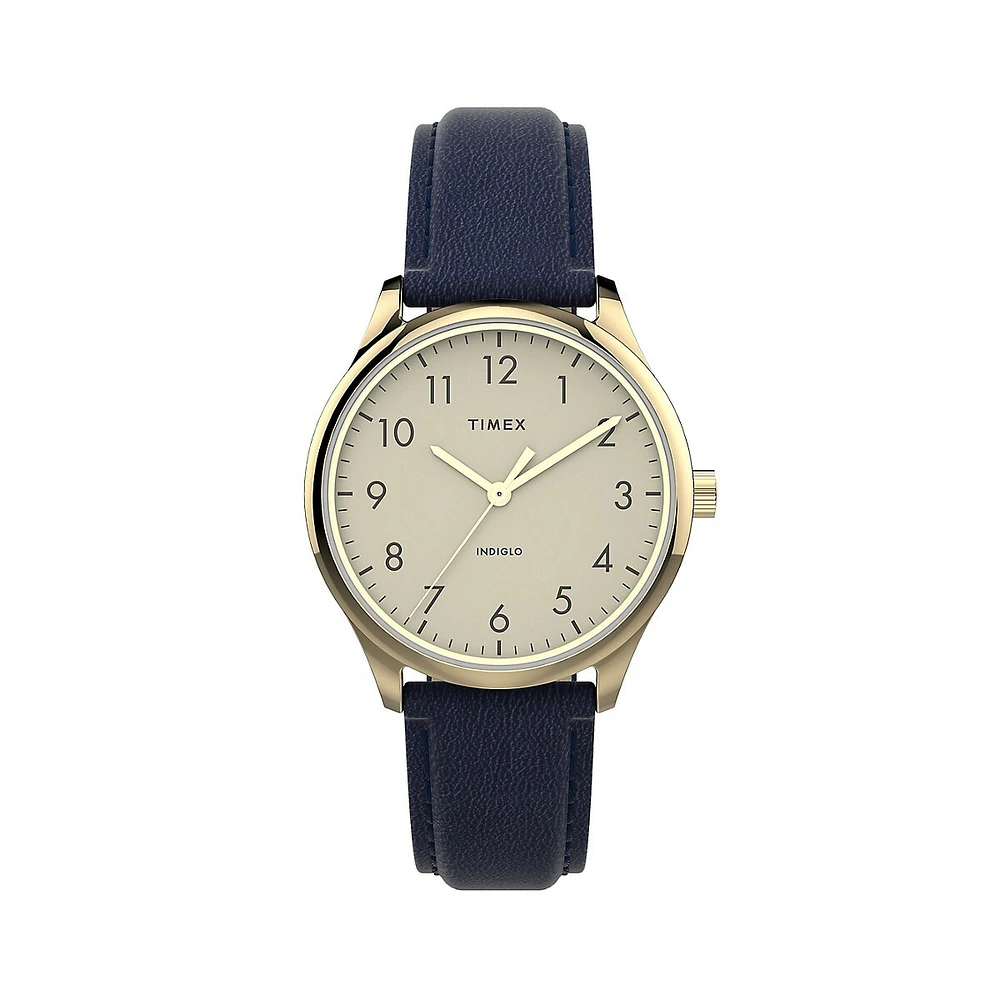 Easy Reader Brass & Leather Strap Watch ​TW2V36200GP