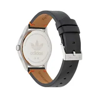 Adidas Originals Street Project 1 Recycled Stainless Steel Vegan Leather Strap Solar-Powered Watch AOST230452I