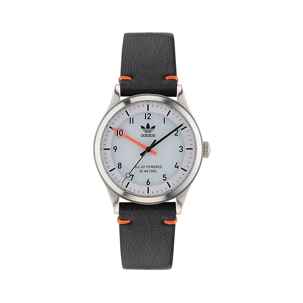 Adidas Originals Street Project 1 Recycled Stainless Steel Vegan Leather Strap Solar-Powered Watch AOST230452I